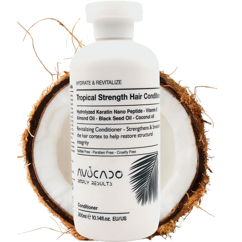 AVOCADO - Hydrate & Repair | Hydrolyzed Keratin Nano Peptide | Silky & Frizz free upto 120 Hours | Vitamin E | Almond Oil | Black Seed Oil | Coconut oil | For All Hair Type | Tropical Strength Hair Conditioner | SULPHATE & PARABEN FREE | 300 ml