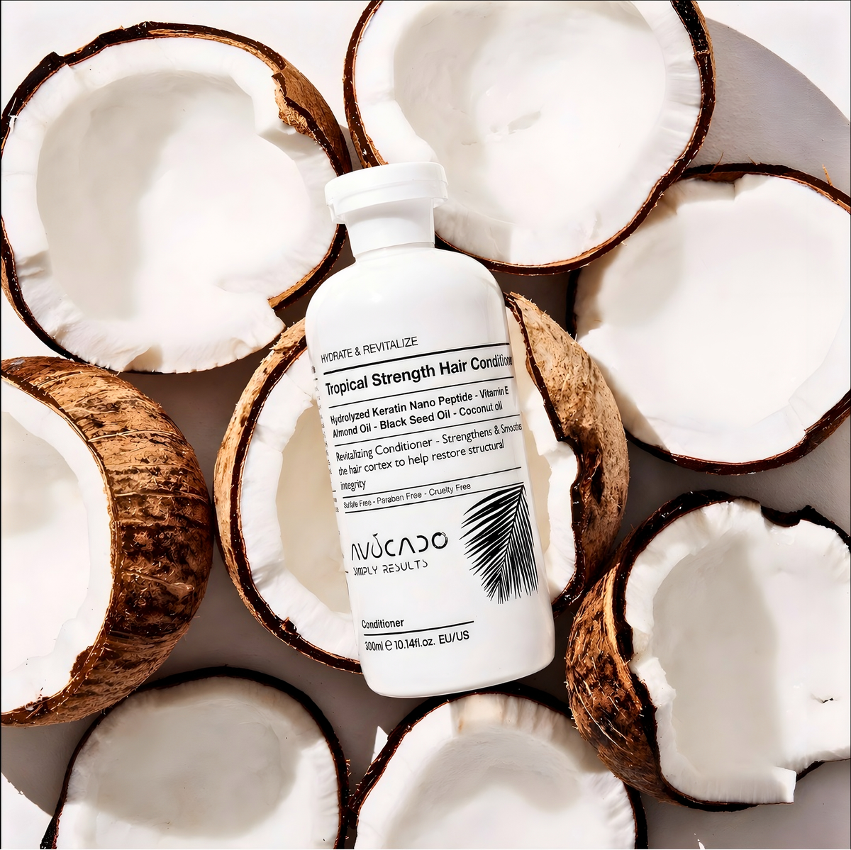 AVOCADO - Hydrate & Repair | Hydrolyzed Keratin Nano Peptide | Silky & Frizz free upto 120 Hours | Vitamin E | Almond Oil | Black Seed Oil | Coconut oil | For All Hair Type | Tropical Strength Hair Conditioner | SULPHATE & PARABEN FREE | 300 ml